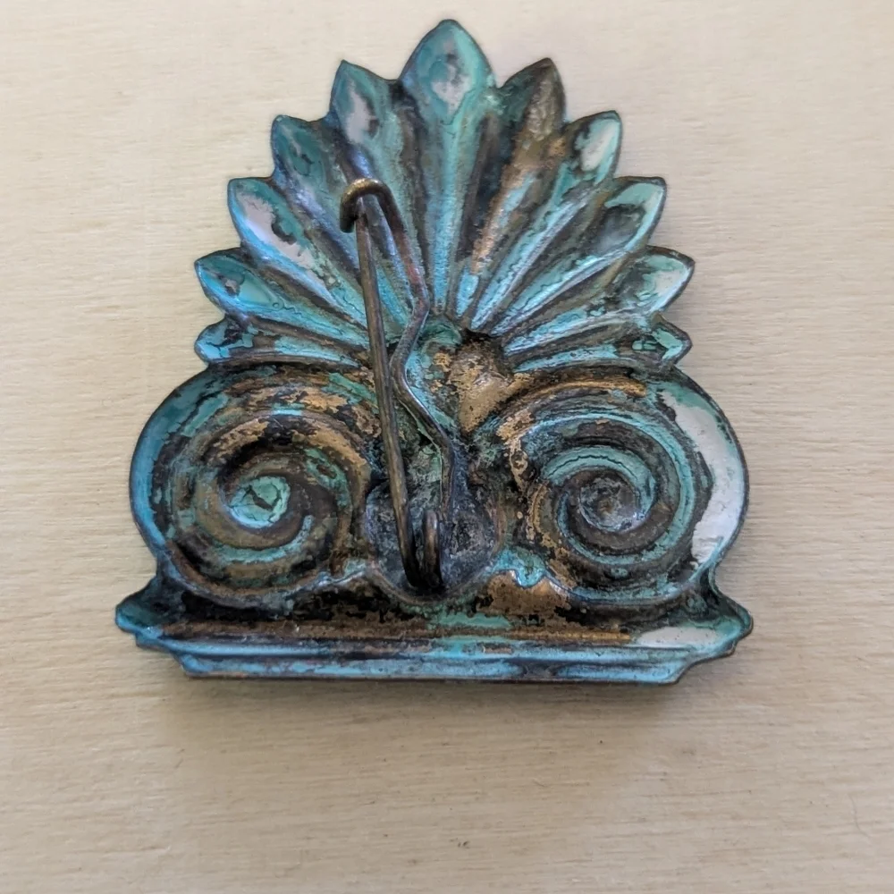 Vintage Aztec Style Turquoise Color Brooch Pin Primitive South American